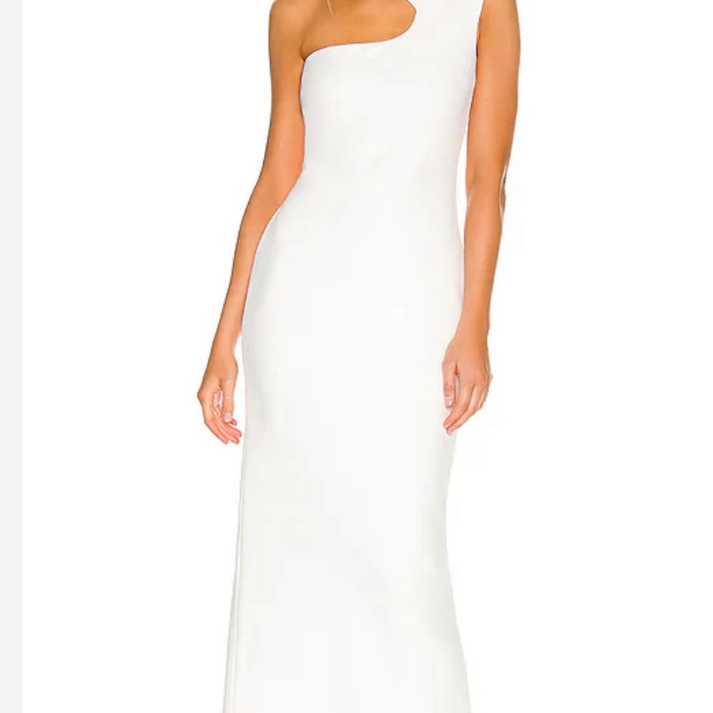 Solace London White Asymmetrical Backless Sheath Dress